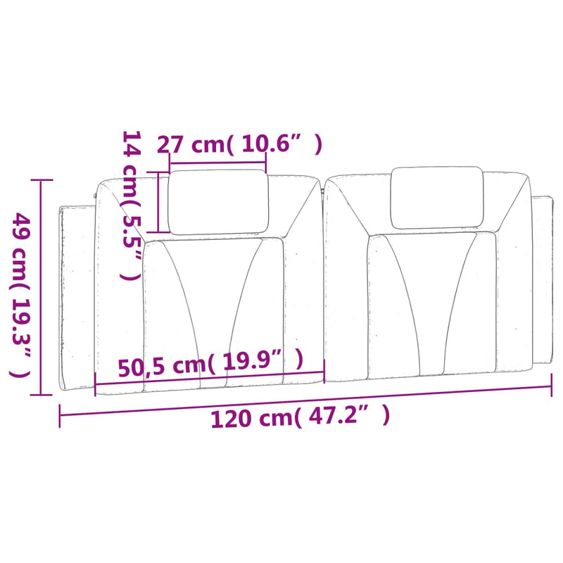 vidaXL fehér műbőr fejtámla párna 120 cm