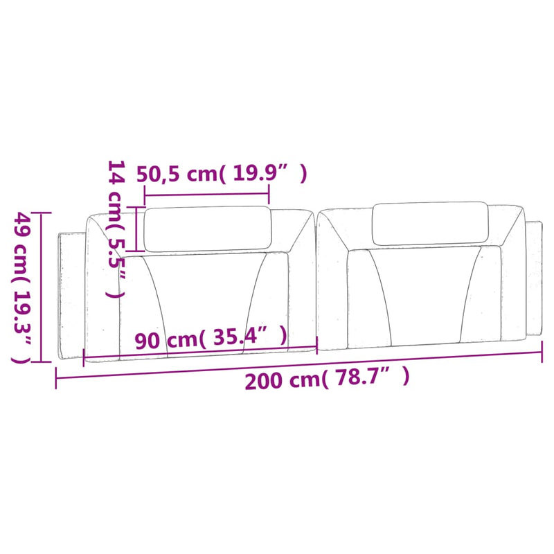 vidaXL cappuccino színű műbőr fejtámla párna 200 cm