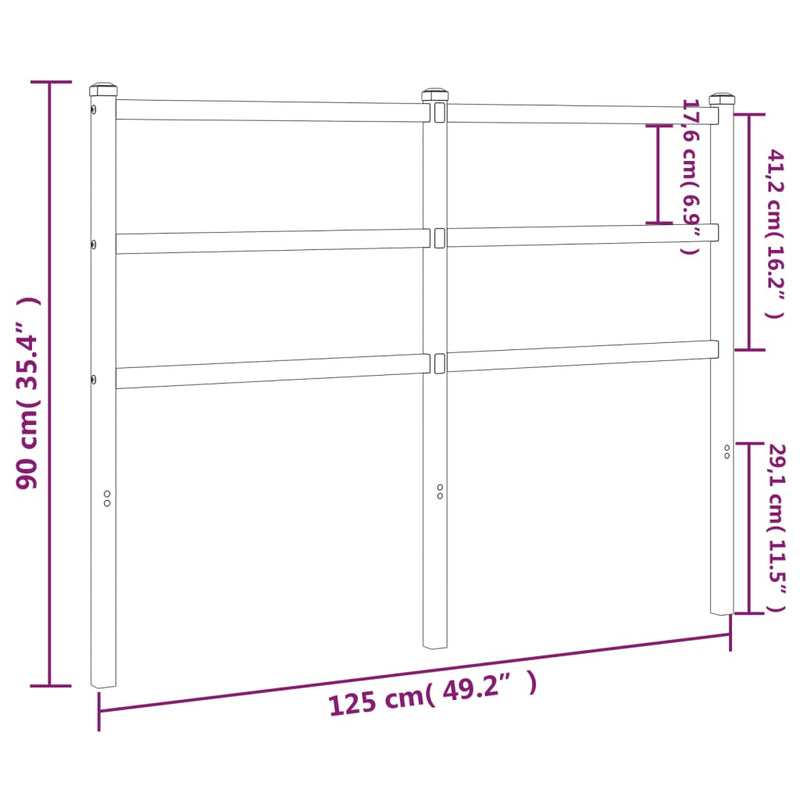 vidaXL fekete fém fejtámla 120 cm