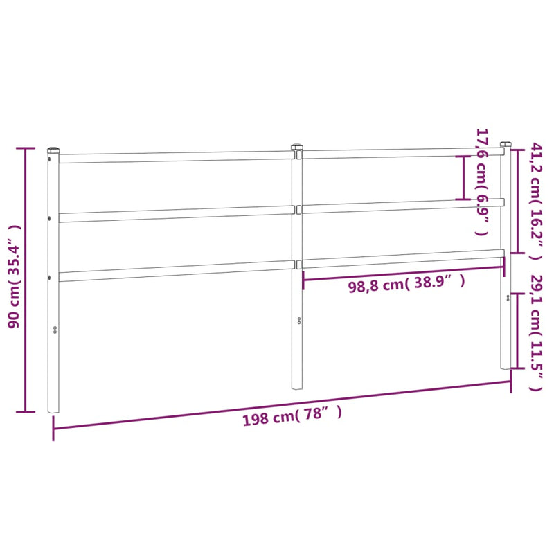 vidaXL fekete fém fejtámla 193 cm