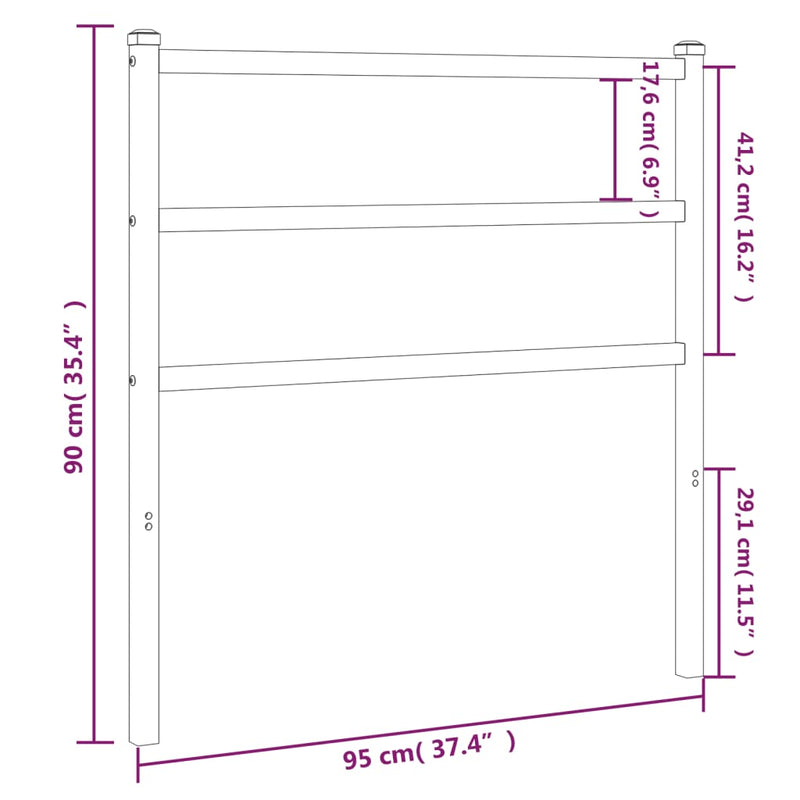 vidaXL fehér fém fejtámla 90 cm