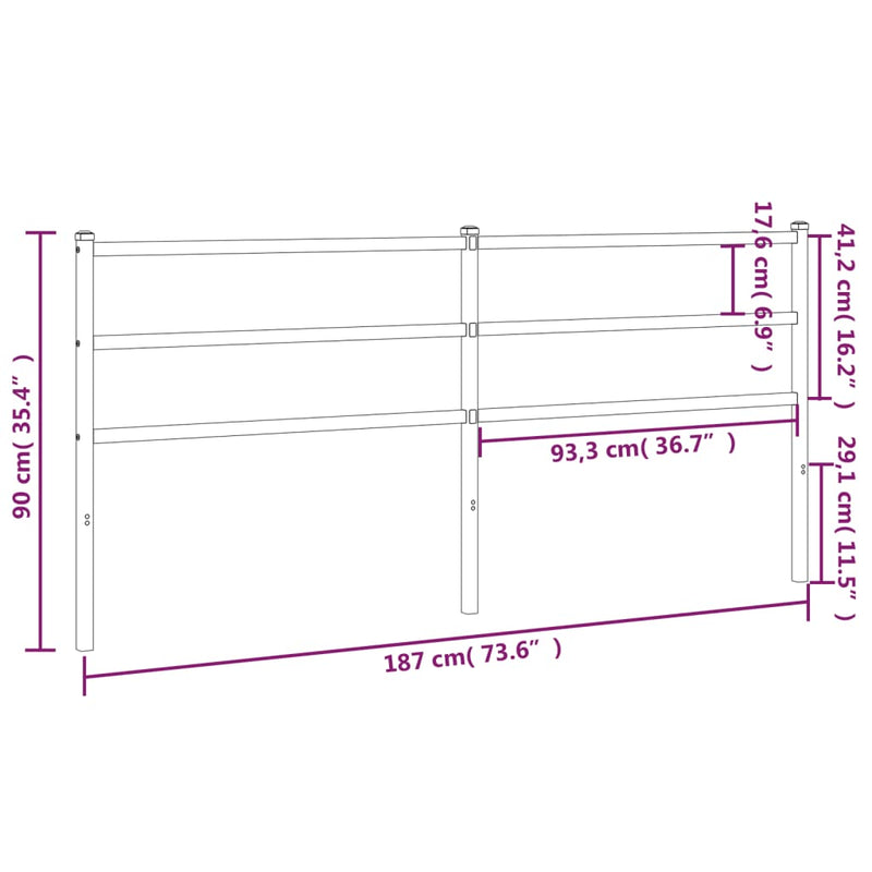 vidaXL fehér fém fejtámla 180 cm