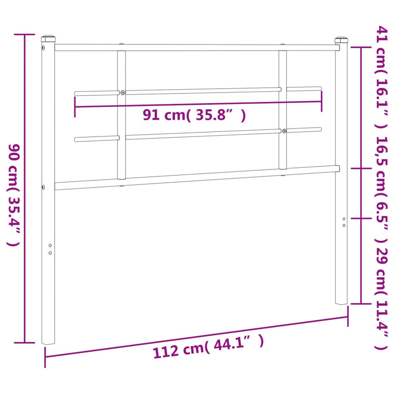 vidaXL fekete fém fejtámla 107 cm