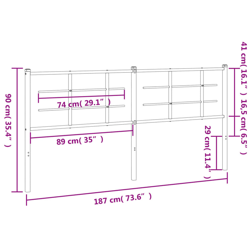 vidaXL fekete fém fejtámla 180 cm