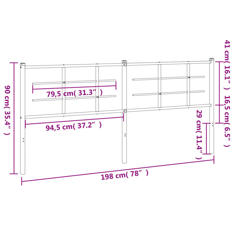 vidaXL fehér fém fejtámla 193 cm