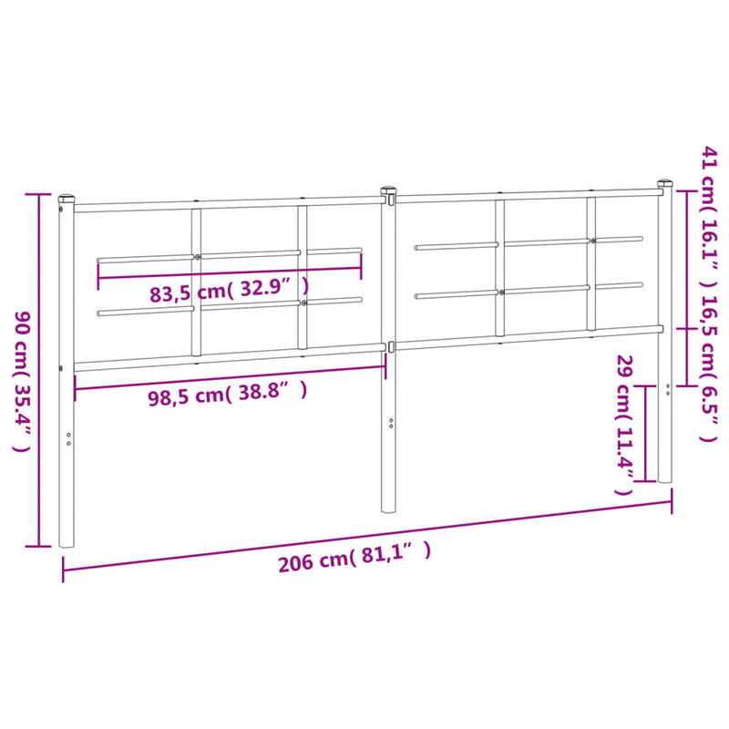 vidaXL fehér fém fejtámla 200 cm
