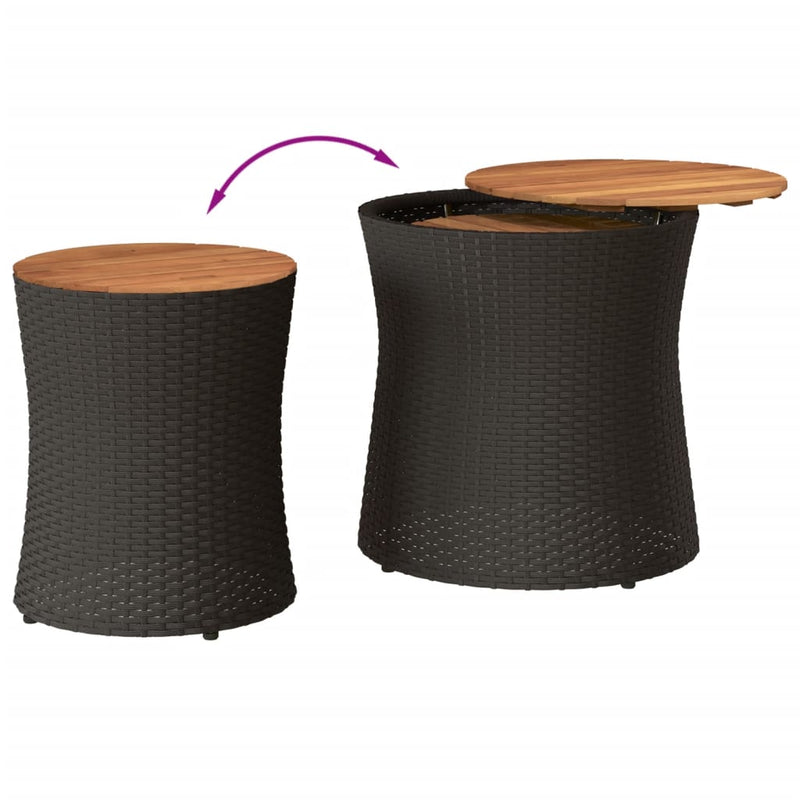 vidaXL 2 db fekete polyrattan kerti kisasztal fa asztallappal