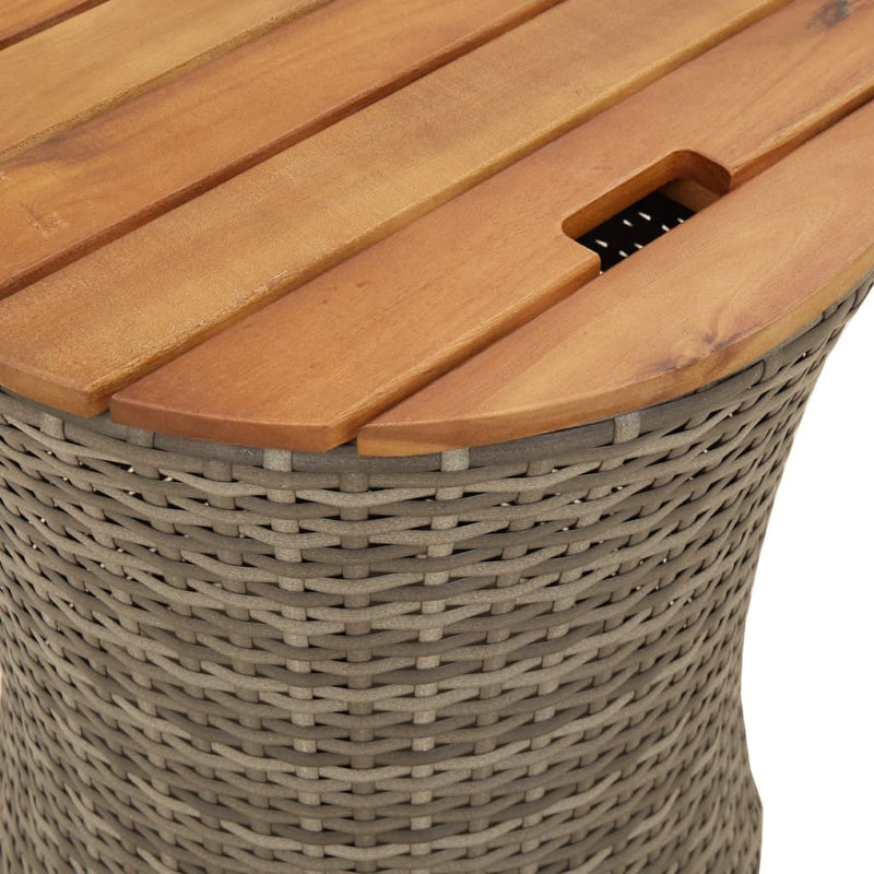 vidaXL 2 db szürke polyrattan kerti kisasztal fa asztallappal