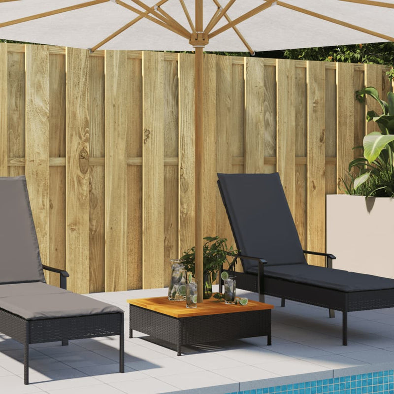 vidaXL fekete polyrattan és akácfa napernyőtalp-burkolat 70x70x25 cm