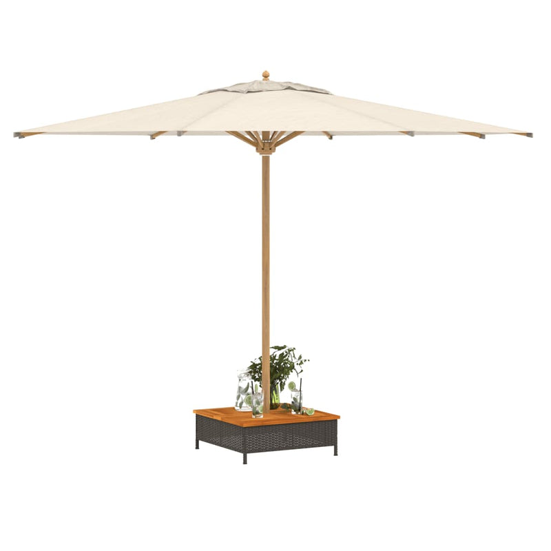 vidaXL fekete polyrattan és akácfa napernyőtalp-burkolat 70x70x25 cm