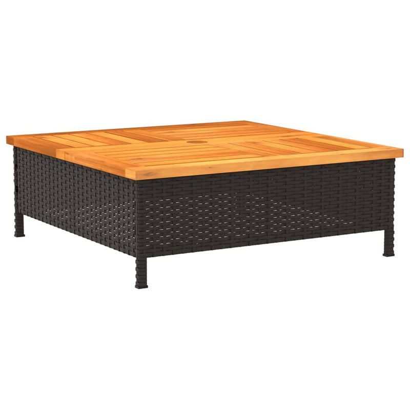 vidaXL fekete polyrattan és akácfa napernyőtalp-burkolat 70x70x25 cm
