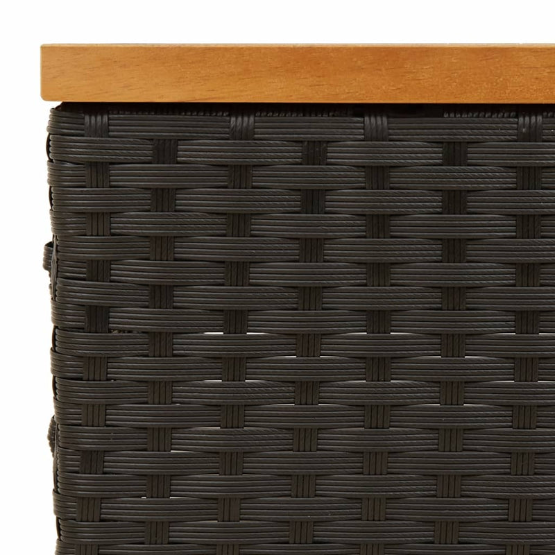 vidaXL fekete polyrattan és akácfa napernyőtalp-burkolat 70x70x25 cm