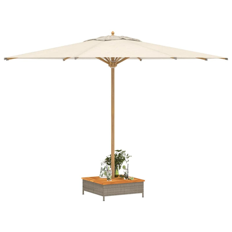 vidaXL szürke polyrattan és akácfa napernyőtalp-burkolat 70x70x25 cm