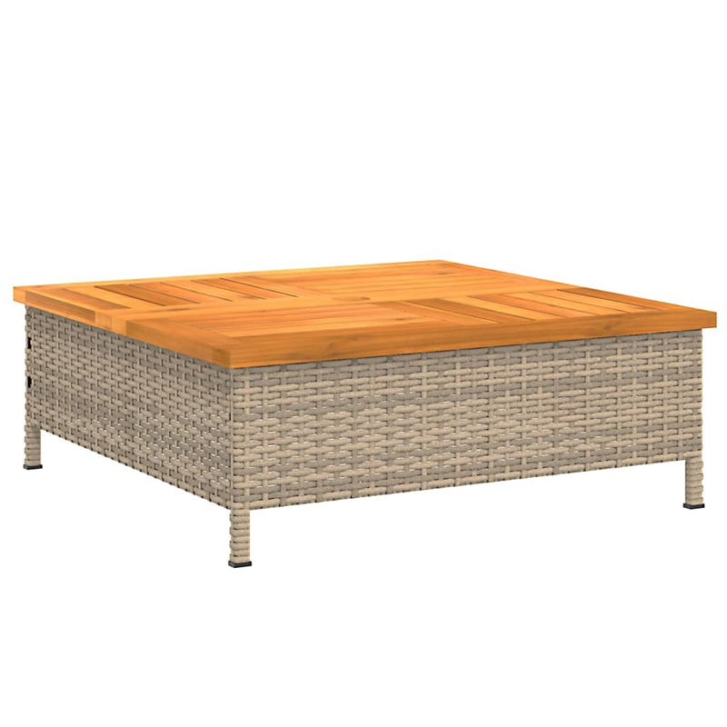 vidaXL bézs polyrattan és akácfa napernyőtalp-burkolat 70 x 70 x 25 cm