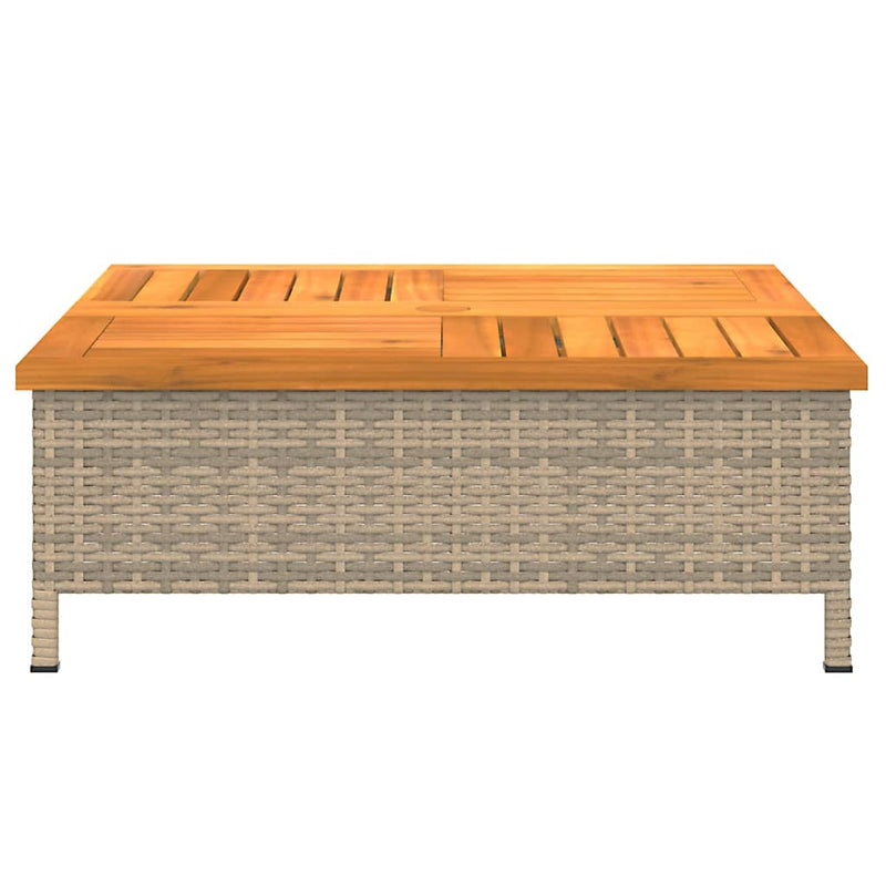 vidaXL bézs polyrattan és akácfa napernyőtalp-burkolat 70 x 70 x 25 cm