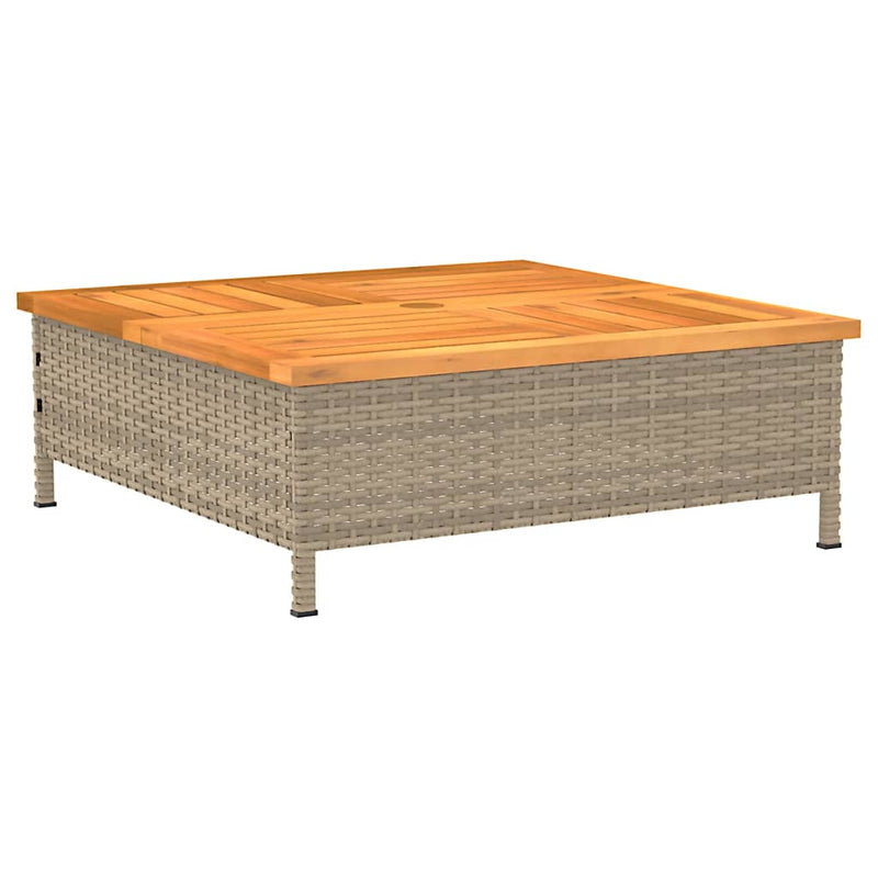 vidaXL bézs polyrattan és akácfa napernyőtalp-burkolat 70 x 70 x 25 cm