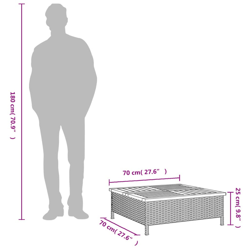 vidaXL bézs polyrattan és akácfa napernyőtalp-burkolat 70 x 70 x 25 cm