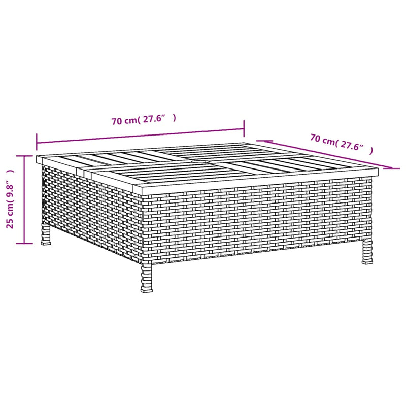 vidaXL bézs polyrattan és akácfa napernyőtalp-burkolat 70 x 70 x 25 cm