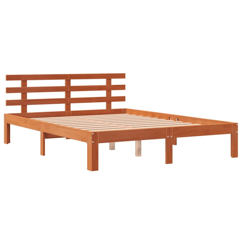 vidaXL viaszbarna tömör fenyőfa ágy matrac nélkül 140 x 200 cm