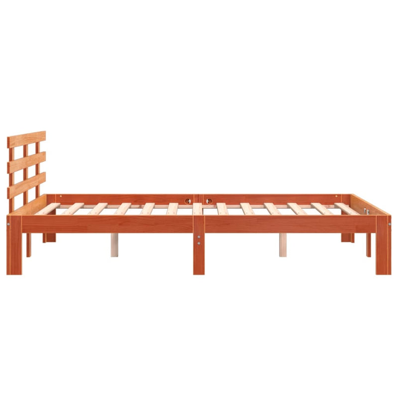 vidaXL viaszbarna tömör fenyőfa ágy matrac nélkül 140 x 200 cm