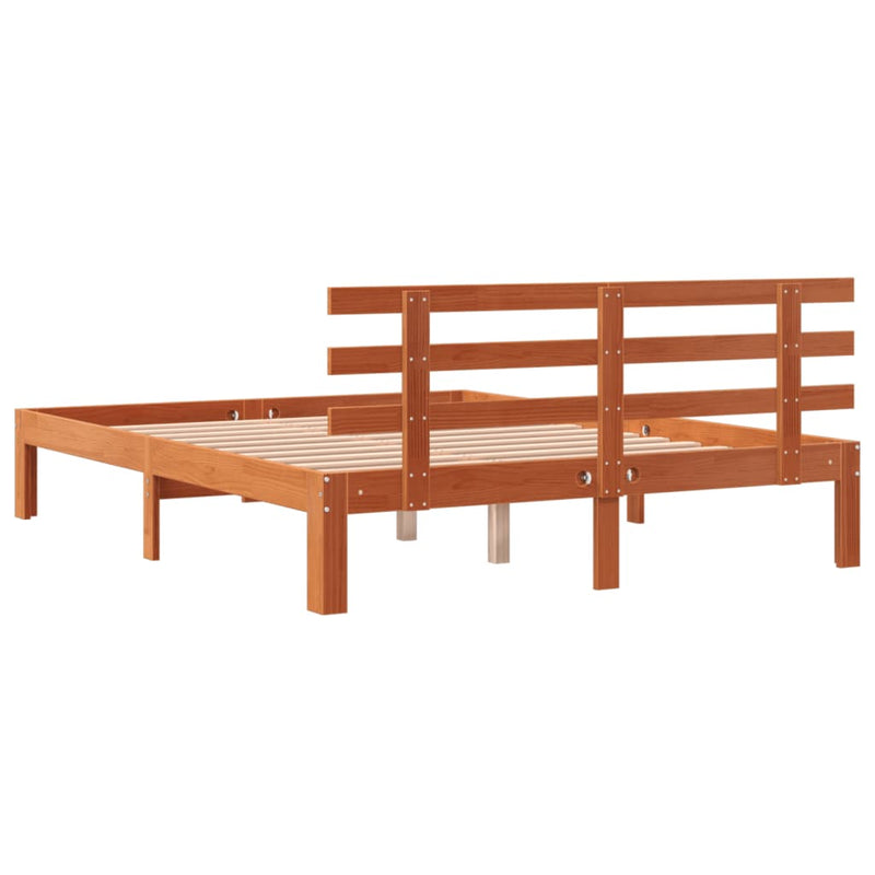 vidaXL viaszbarna tömör fenyőfa ágy matrac nélkül 140 x 200 cm