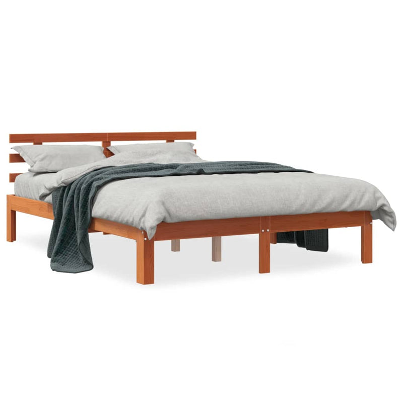 vidaXL viaszbarna tömör fenyőfa ágy matrac nélkül 140 x 200 cm