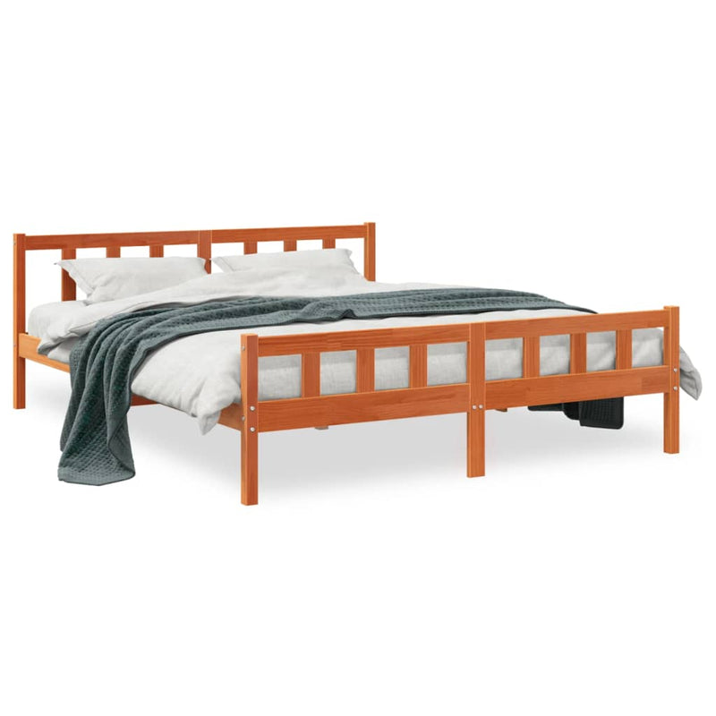 vidaXL viaszbarna tömör fenyőfa ágy matrac nélkül 180 x 200 cm