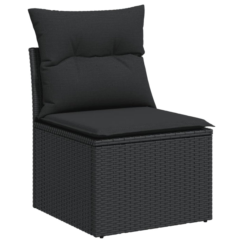 vidaXL fekete polyrattan karfa nélküli kerti kanapé párnával