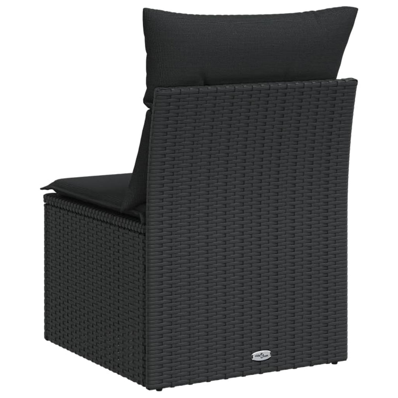 vidaXL fekete polyrattan karfa nélküli kerti kanapé párnával
