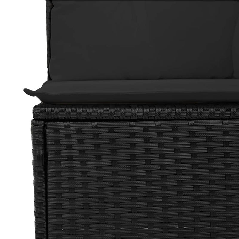vidaXL fekete polyrattan karfa nélküli kerti kanapé párnával