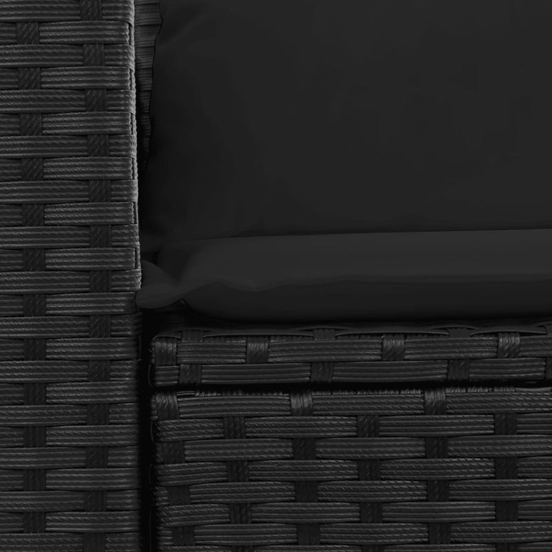 vidaXL 2 személyes fekete polyrattan kerti kanapé párnával
