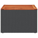 vidaXL fekete polyrattan és akácfa kerti asztal 55x55x37 cm