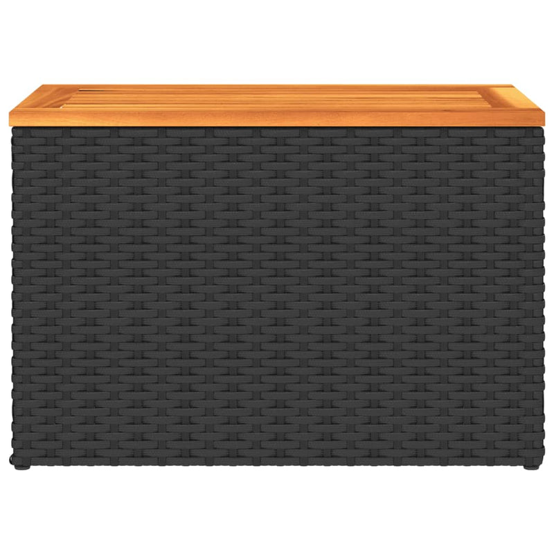 vidaXL 2 db fekete polyrattan és tömör fa kerti kisasztal 55x34x37 cm