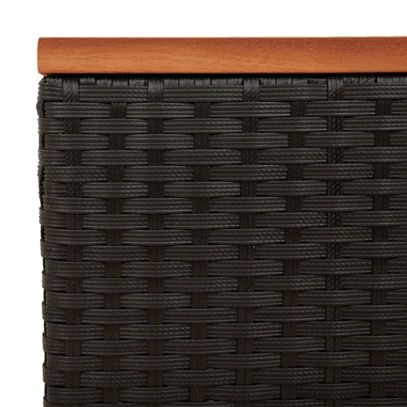 vidaXL 2 db fekete polyrattan és tömör fa kerti kisasztal 55x34x37 cm