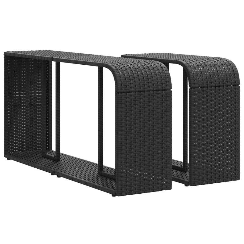vidaXL 2 db fekete polyrattan tárolópolc