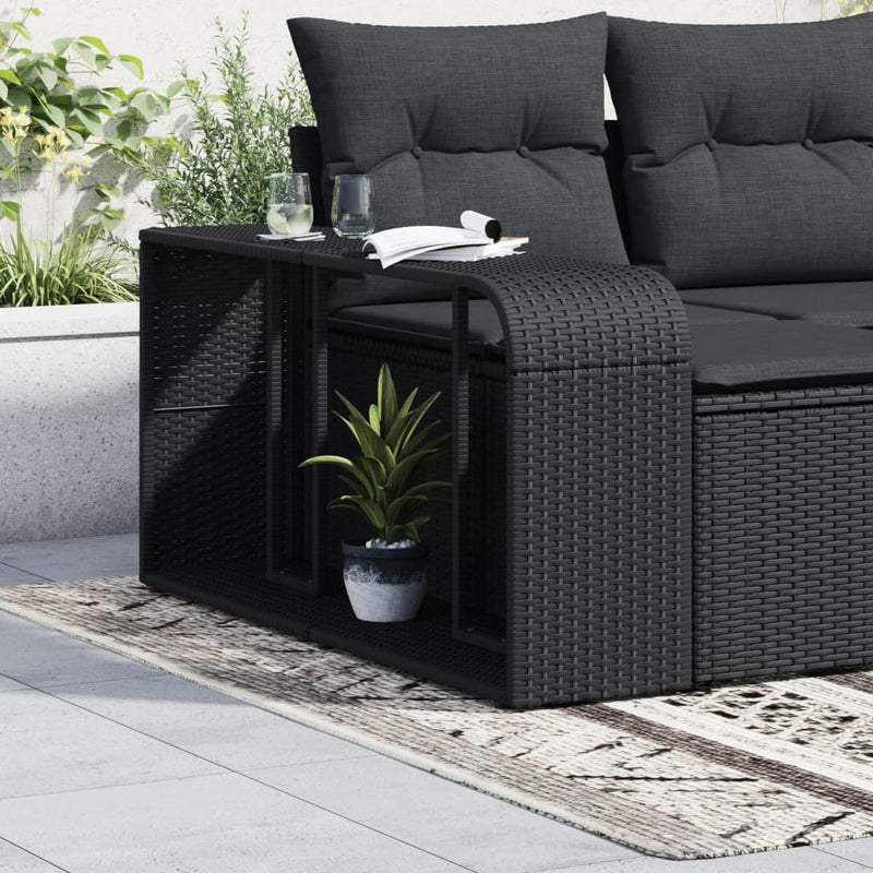 vidaXL 2 db fekete polyrattan tárolópolc