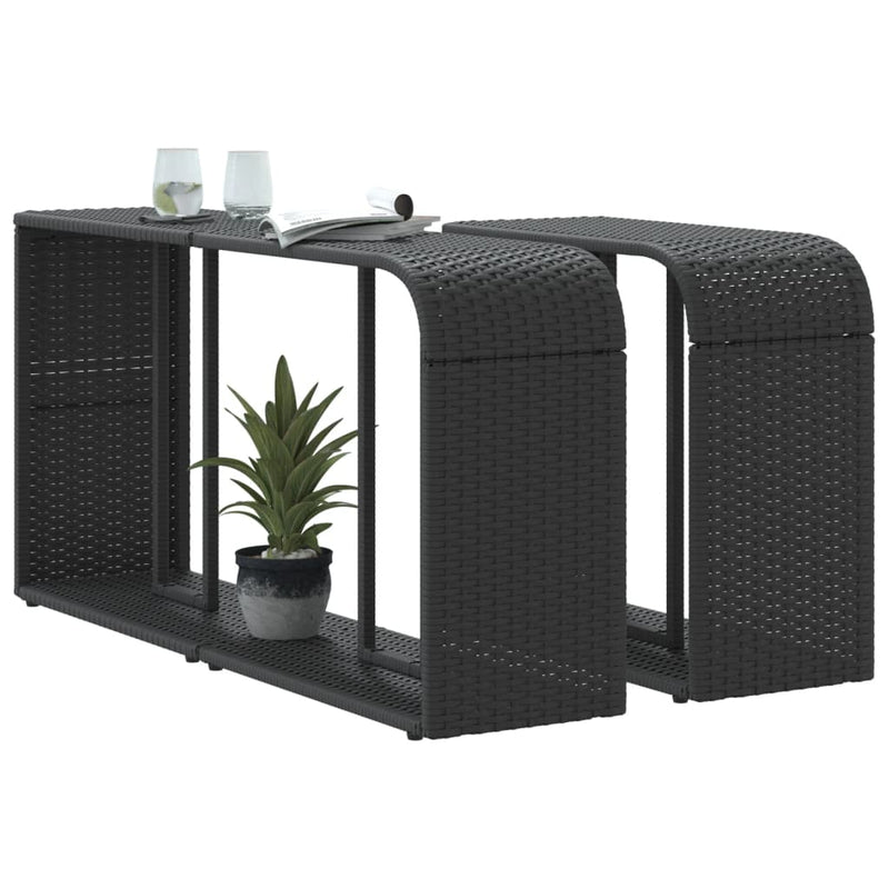 vidaXL 2 db fekete polyrattan tárolópolc