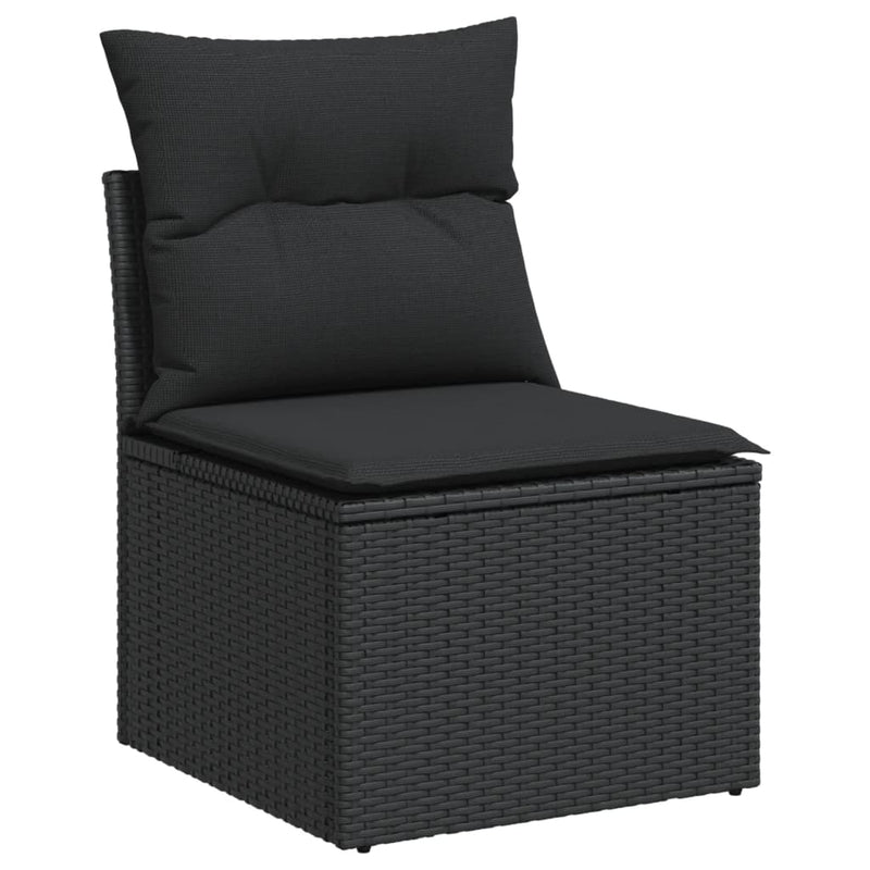 vidaXL fekete polyrattan karfa nélküli kerti kanapé párnával