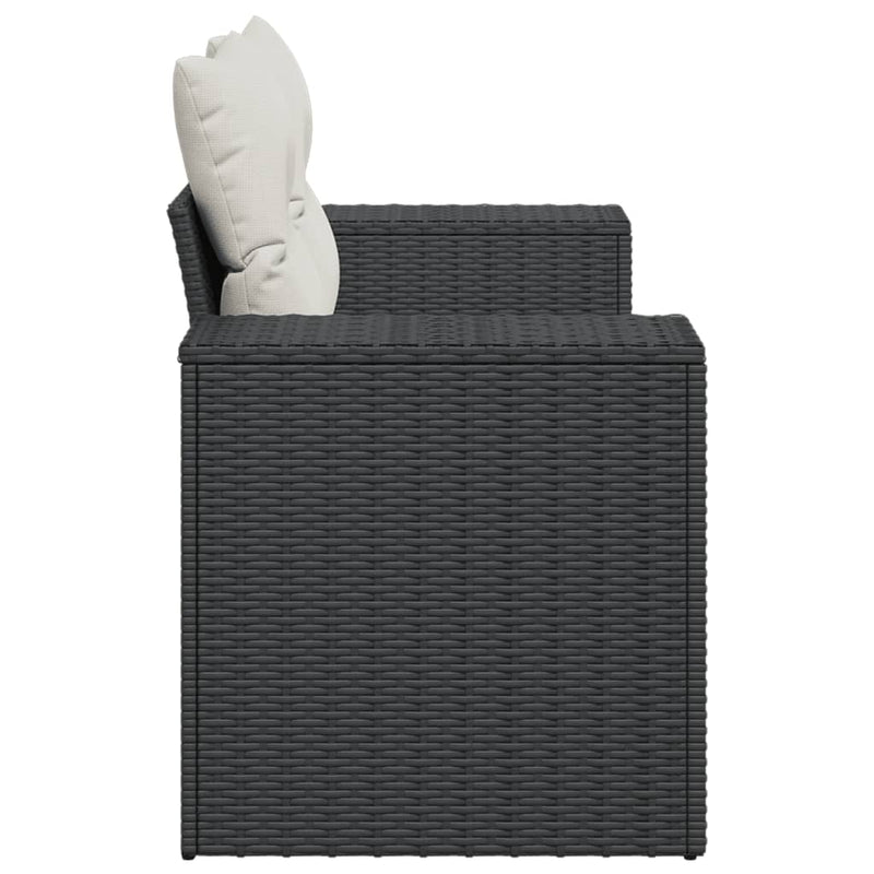 vidaXL 2 személyes fekete polyrattan kerti kanapé párnával