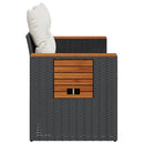 vidaXL 2 személyes fekete polyrattan kerti kanapé párnával