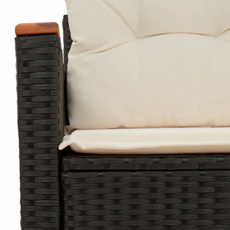 vidaXL 2 személyes fekete polyrattan kerti kanapé párnával