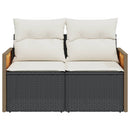 vidaXL 2 személyes fekete polyrattan kerti kanapé párnával