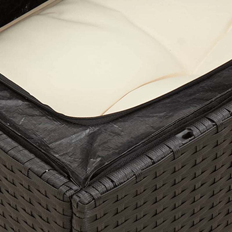vidaXL fekete 3 személyes polyrattan kerti kanapé párnákkal