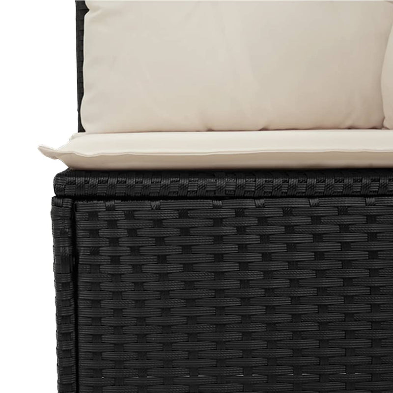 vidaXL fekete 3 személyes polyrattan kerti kanapé párnákkal
