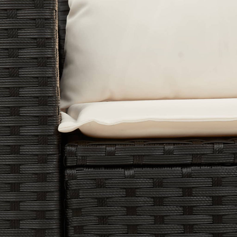 vidaXL 2 személyes fekete polyrattan kerti kanapé párnával