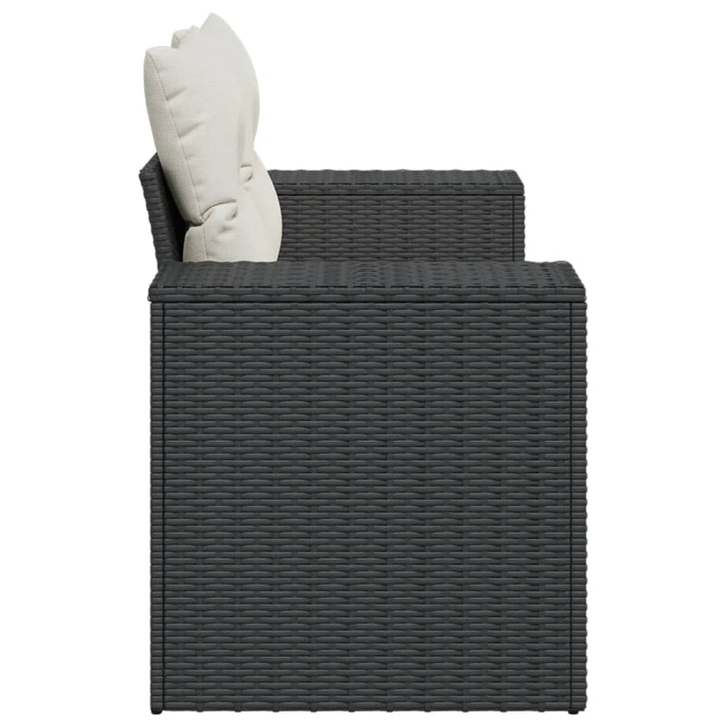 vidaXL 2 személyes fekete polyrattan kerti kanapé párnával