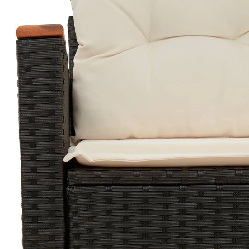 vidaXL 2 személyes fekete polyrattan kerti kanapé párnával