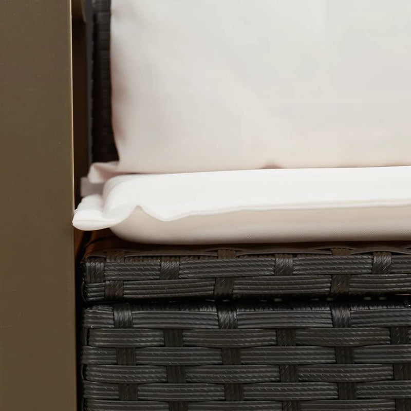 vidaXL 2 személyes fekete polyrattan kerti kanapé párnával
