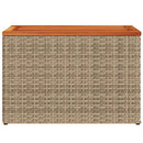 vidaXL 2 db bézs polyrattan és tömör fa kerti kisasztal 55x34x37 cm