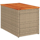 vidaXL 2 db bézs polyrattan és tömör fa kerti kisasztal 55x34x37 cm